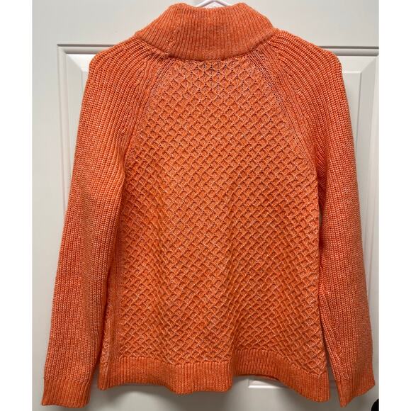 Talbots Textured Stitch Sweater cable knit turtleneck orange wool blend LP NWT - Picture 5 of 6